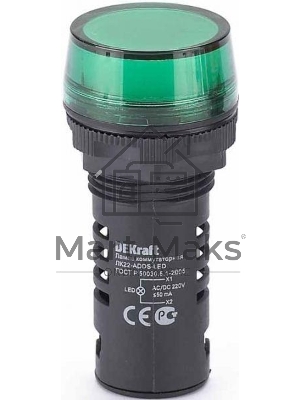 Лампа коммутационный ADDS 22 мм LED зел. 220В AC/DC ЛK-22 DEKraft Лампа комм. ADDS 22 мм LED зел. 220В AC/DC ЛK-22 DEKraft