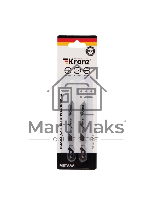 Пилка для электролобзика по металлу KRANZ T118B 76 мм 12 зубьев на дюйм 3-6 мм (2 шт./уп.)
