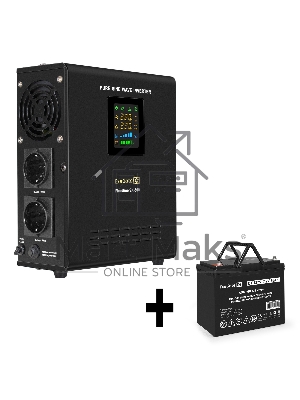 Комплект ИБП EX295995RUS + батарея 75Aч EX282983RUS 1шт (инвертор, синус, для котла, настенный) ExeGate FineSine SX-500.LCD.AVR.2SH <500VA/300W, чистая синусоида, цветной LCD-дисплей, AVR, 2*Schuko, линейно-интерактивный, крепление настенное/универсальное