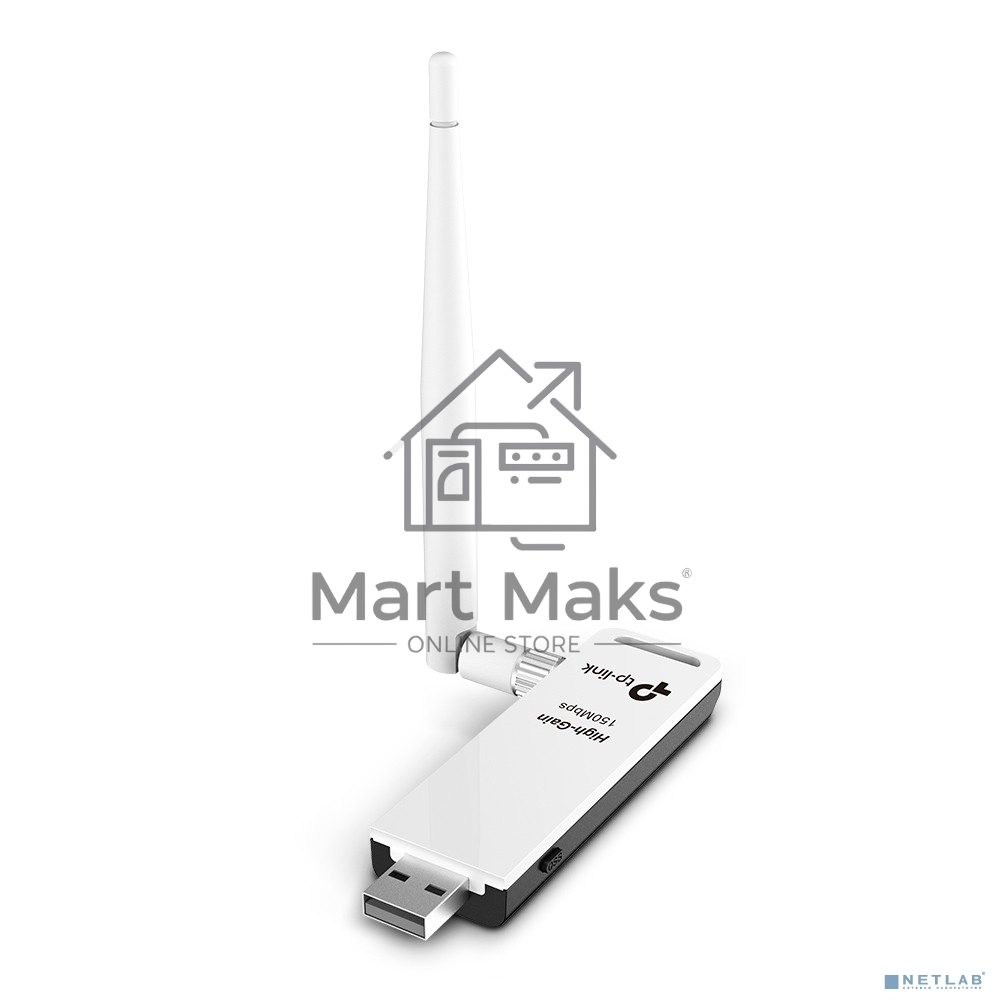 Адаптер TP-Link SOHO TL-WN722N 150Mbps High Gain Wireless N USB Adapter with Cradle, 1T1R, 2.4GHz, 802.11n/g/b, 1 detachable antenna