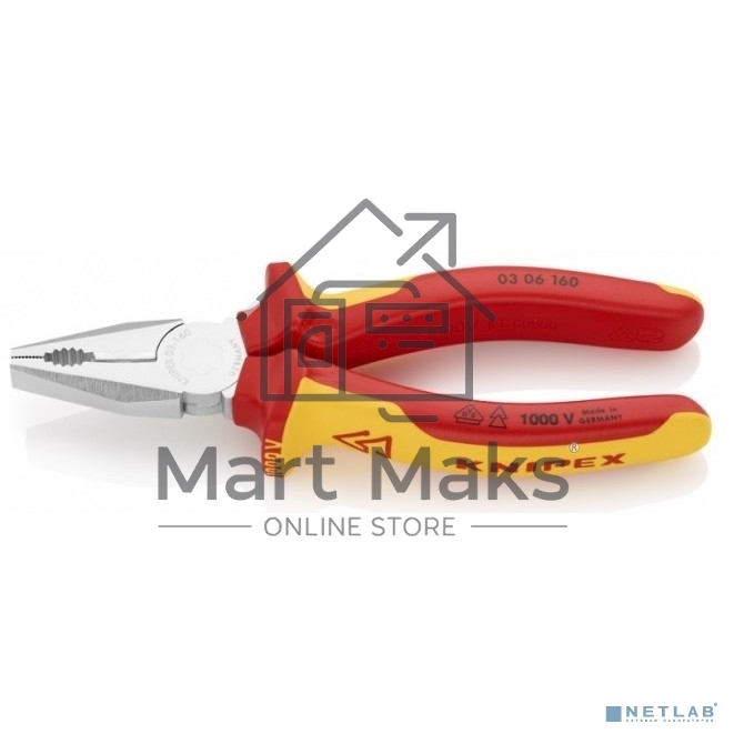 Пассатижи KNIPEX 0306160 1000V160мм электротехнический. сталь инструментальная, закаленная