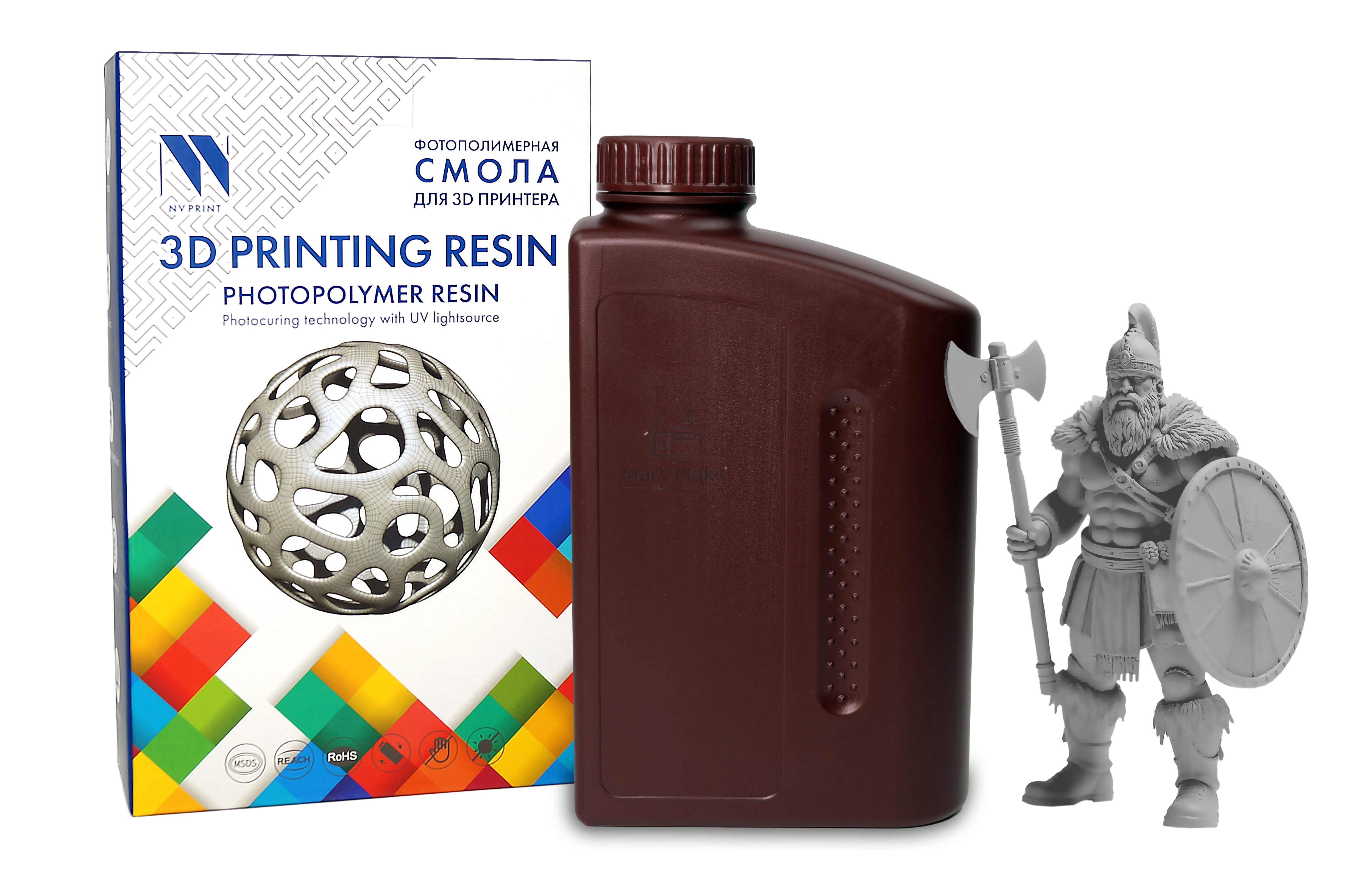 Фотополимерная водовымываемая смола NVPrint Water Washable Resin Grey  1 кг