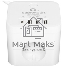Сетевой фильтр Cablexpert Cube CUBE-3-CU3-W-1.5, 3 р, 10А, 1xType-C PD, 3xUSB, 1.5 м, ур.защиты 4+, белый, коробка