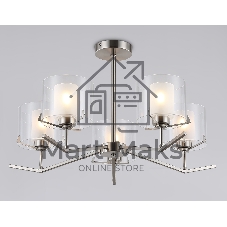 Люстра Ambrella light LH57001/5 SN/FR никель/белый матовый E14/5 max 40W D690*390
