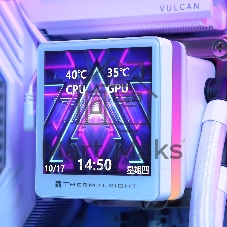 Водяное охлаждение для процессора Thermalright Grand Vision 240 (240mm, LED, White, ARGB/Fans: 2x120mm, 80.45CFM, 29.4dBA, 2150RPM/Pump height 72.5mm, 6400RPM, Rad thickness 27mm/S: 1700, 1200, 1851, 115X, 2011, 2066, AM5, AM4)