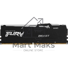 Оперативная память Kingston Fury Beast, DDR5, 16Gb (1x16Gb), 6000MHz, CL30, DIMM, с радиатором, RGB, черный