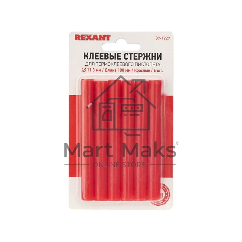 Клеевые стержни Rexant, Ø11 мм, 100 мм, красные, 6 шт., блистер