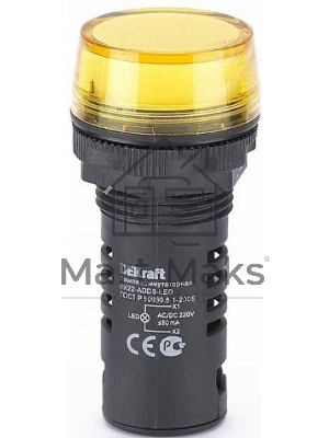 Лампа коммутационный ADDS 22 мм LED жел. 220В AC/DC ЛK-22 DEKraft Лампа комм. ADDS 22 мм LED жел. 220В AC/DC ЛK-22 DEKraft