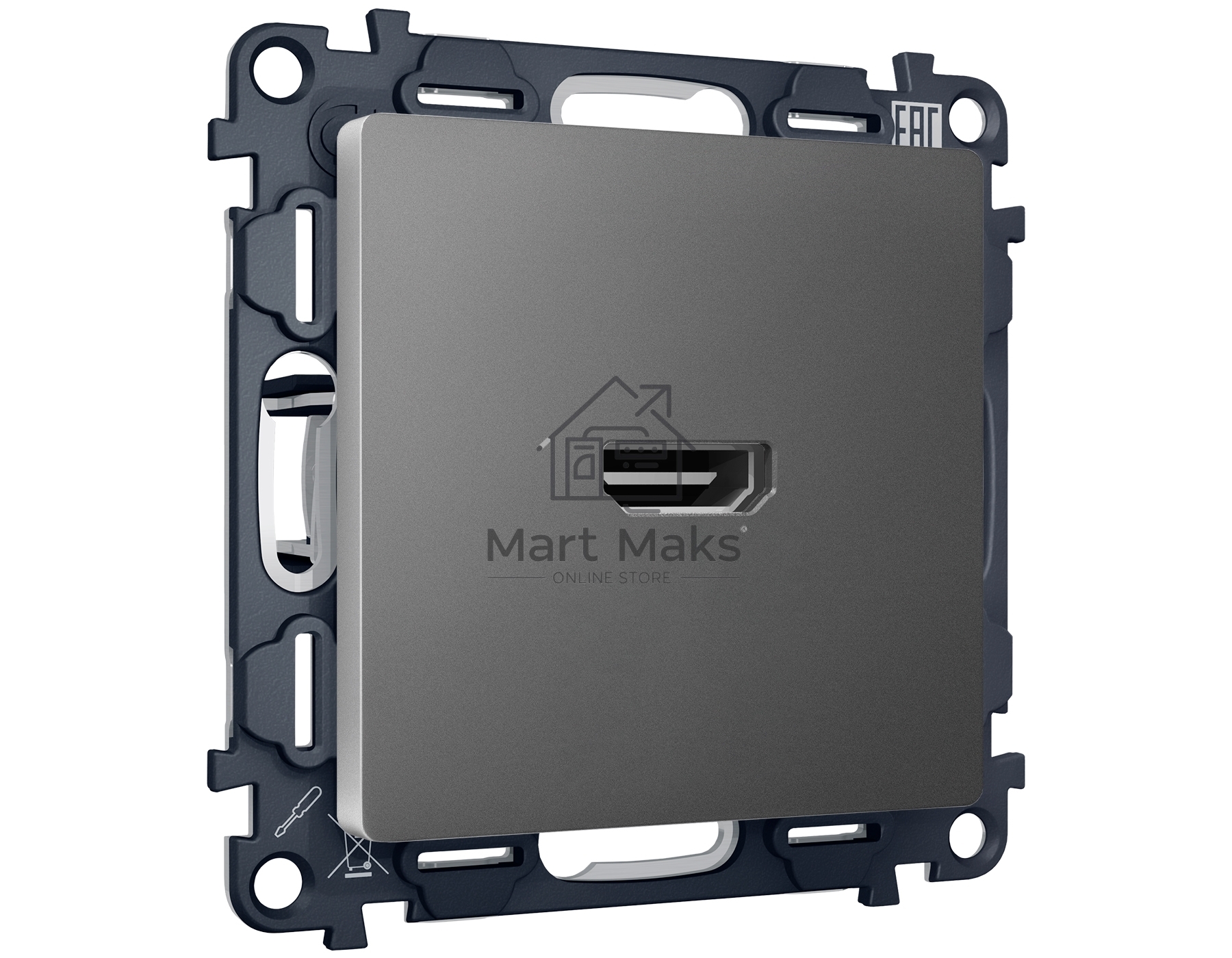 Комплект механизма розетки HDMI 2.0 ALFA Антрацит серый 40V/500mA 2.0GHz 5-18Gbit/s QUANT (AP6640, VM222) MA664010