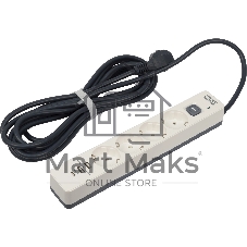 Сетевой фильтр Powercom SP-01 USB2A1CW 3,0М 3.0 м, 4 розетки, белый/серый, коробка
