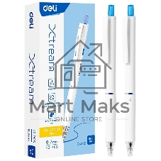 Ручка шариковая автоматическая Deli Xtream EQ42-BL белый/белый, d=0.7мм, синие чернила, круглая, резиновая манжета