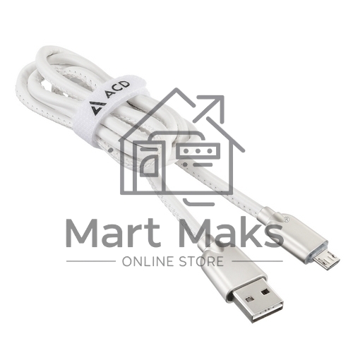 Кабель USB ACD-Allure MicroUSB ~ USB-A Кожа, 1м, белый (ACD-U926-M1W)