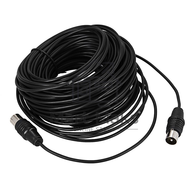 ВЧ кабель, ТВ гнездо - ТВ штекер, длина 25 метров, чeрный Rexant