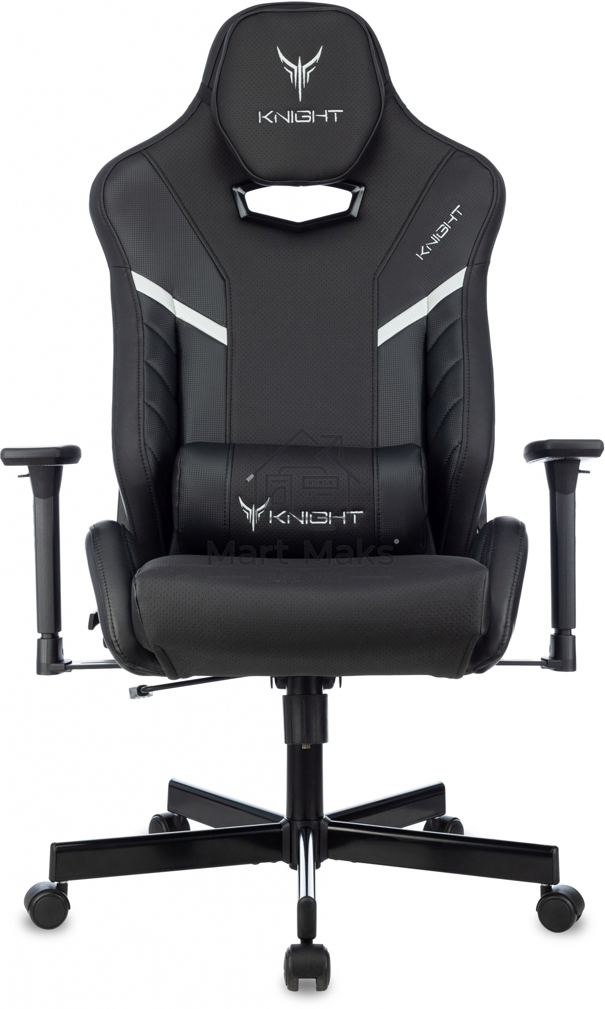 Кресло игровое Knight Thunder 5X черный эко.кожа крестов. металл
