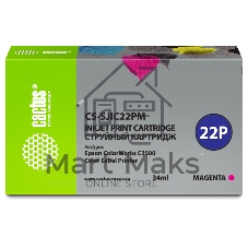 Картридж струйный Cactus CS-SJIC22PM пурпурный (34мл) для Epson ColorWorks C3500 Картридж струйный Cactus CS-SJIC22PM пурпурный (34мл) для Epson ColorWorks C3500
