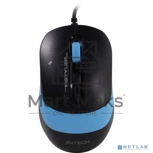 Мышь проводная A4Tech Fstyler FM10 черный/синий, 1600 dpi, USB, кнопки - 4