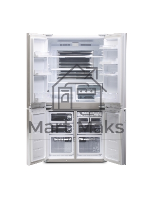 Холодильник Sharp SJGX98PWH белое стекло четырехкамерный 394/211л морозилка снизу