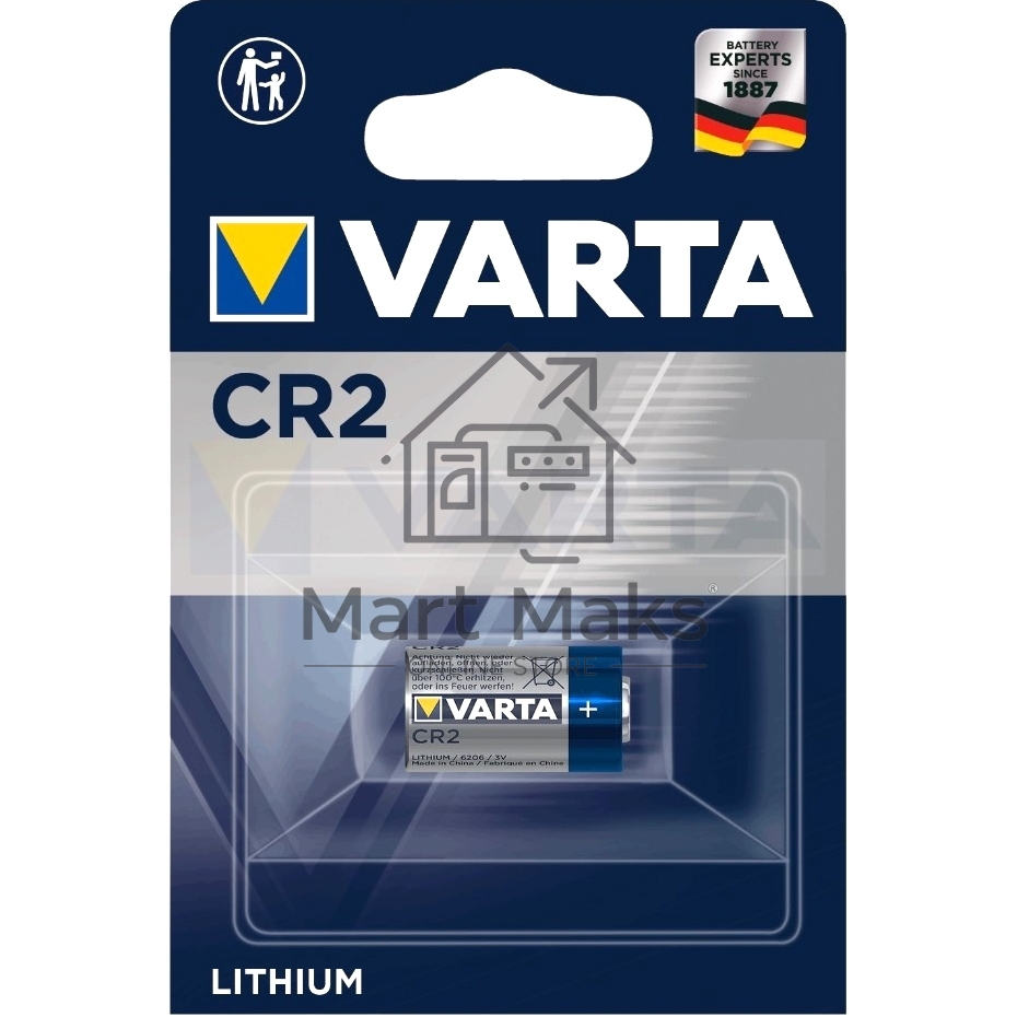 Батарейка Varta ELECTRONICS CR2 BL1 Lithium 3V (6206) (1/10/100)