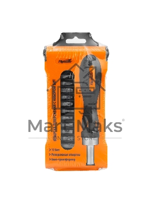 Отвертка реверсивная с набором бит, CrV, 12 шт. Sparta