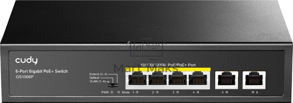 Коммутатор Cudy GS1006P (L2) 6x1Гбит/с 6PoE+ неуправляемый