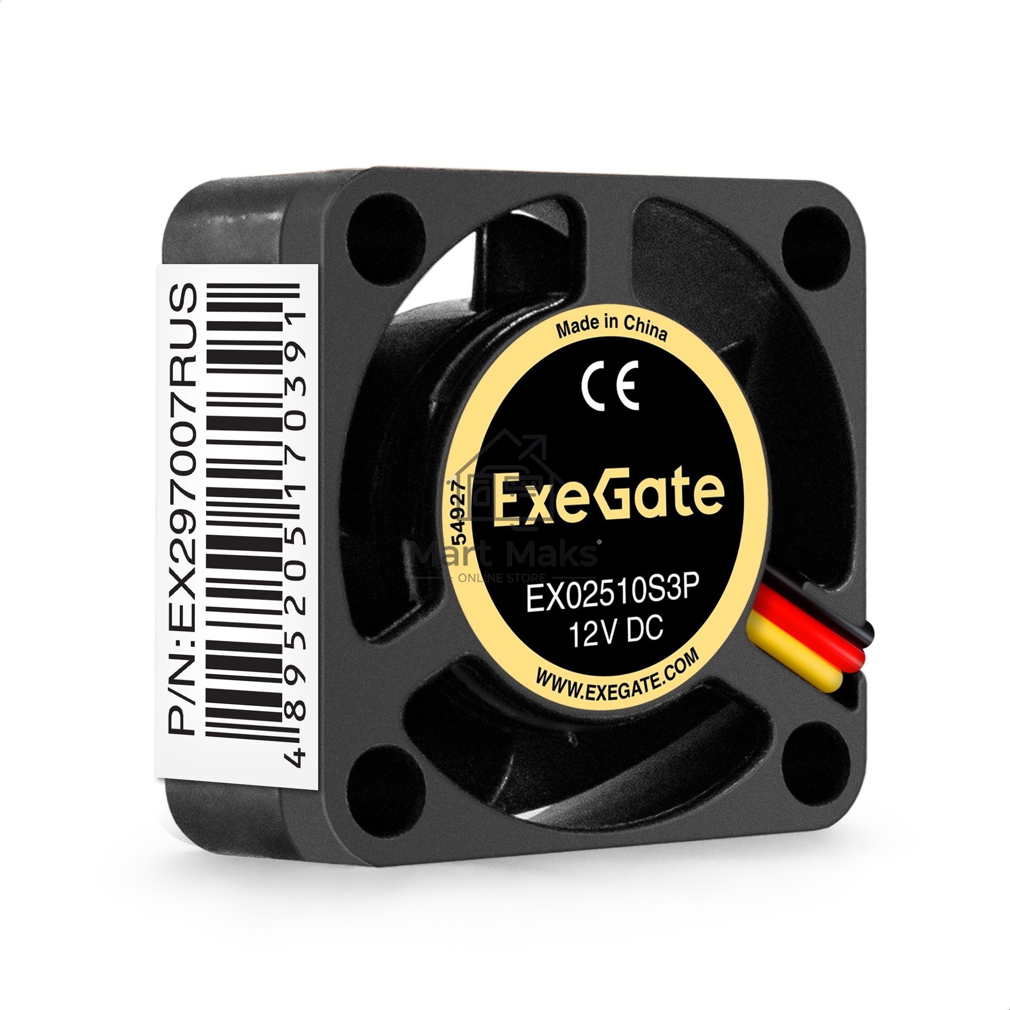 Вентилятор для корпуса ExeGate EX02510S3P черный, 25 мм, 10000 об/мин, 22 дБ, 3 pin