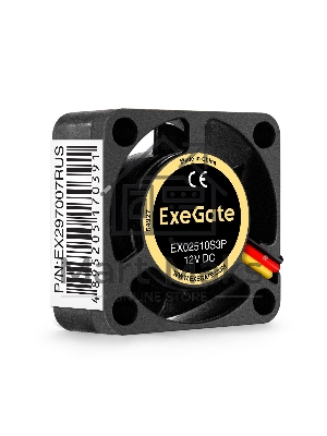 Вентилятор для корпуса ExeGate EX02510S3P черный, 25 мм, 10000 об/мин, 22 дБ, 3 pin