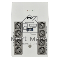 Источник бесперебойного питания ITK Electra EST8-600VA-1-001-L / 600 ВА / 360 Вт / 8 x CEE 7 (евророзетка)