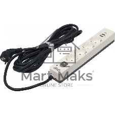 Сетевой фильтр Powercom SP-01 USB2A1CW 3,0М 3.0 м, 4 розетки, белый/серый, коробка