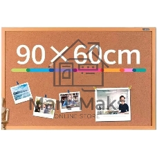 Доска пробковая Deli 8764 пробка желтый 60x90 см деревянная рама