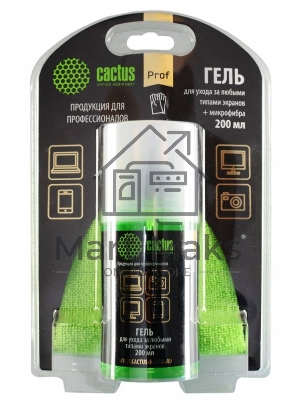 Чистящий набор (салфетки + гель) Cactus CS-S3004BL для экранов и оптики блистер 1шт 25х25см 200мл