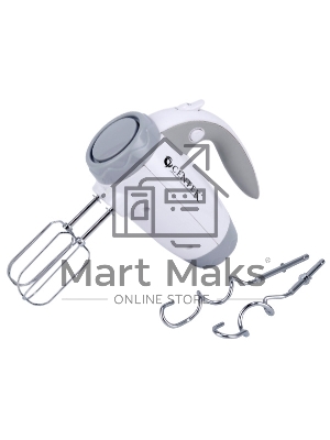 Миксер Centek CT-1114 (белый/серый) 350Вт, 6 скоростей+турбо, взбивание/замешивание