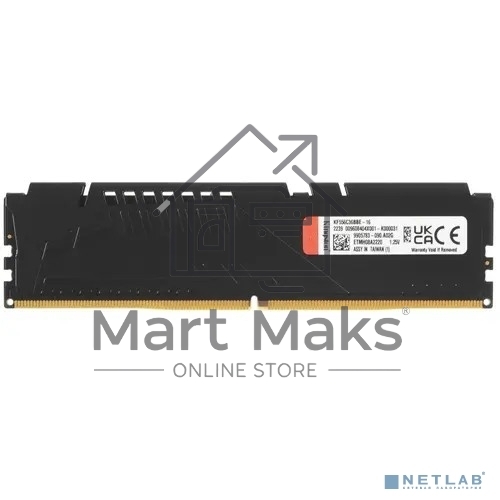 Оперативная память Kingston Fury Beast, DDR5, 16GB (1x16GB), 5600MHz, CL36, DIMM, с радиатором, черный