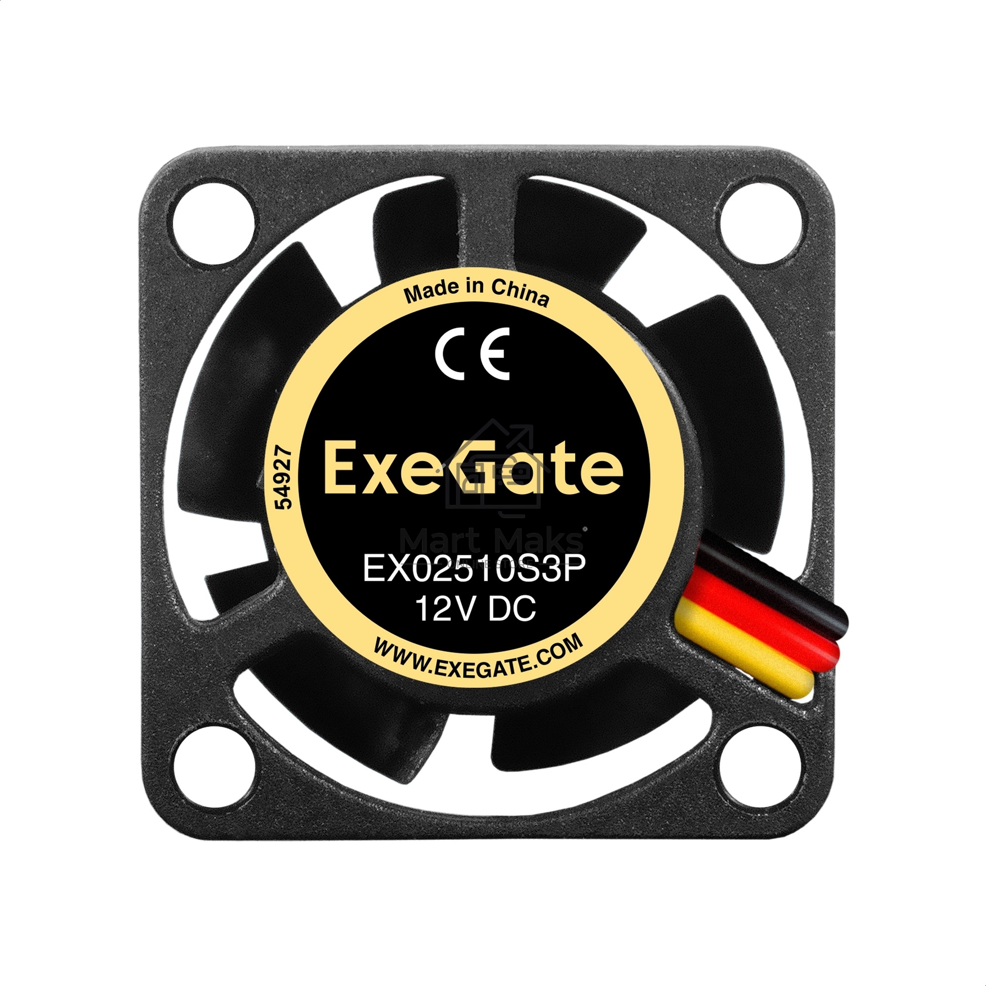 Вентилятор для корпуса ExeGate EX02510S3P черный, 25 мм, 10000 об/мин, 22 дБ, 3 pin