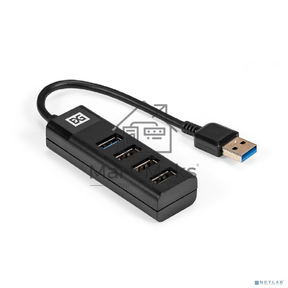 Хаб USB (концентратор) 4-в-1 ExeGate DUB-3213 (кабель-адаптер USB2.0 --> 3xUSB2.0, 1xUSB3.0, Plug&Play, черный)