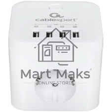 Сетевой фильтр Cablexpert Cube CUBE-3-U4-W-1.5, 3 р, 10А, 4хUSB, 1.5 м, ур.защиты 4+, белый, коробка