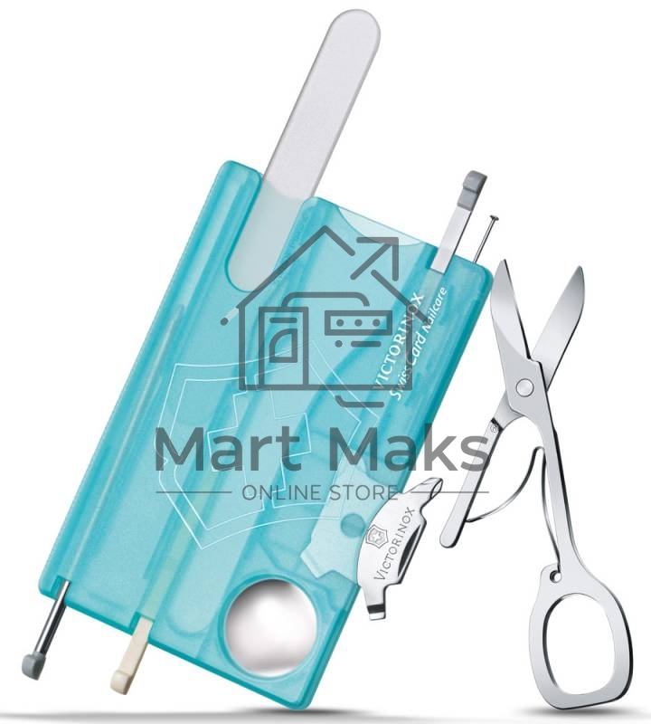 Швейцарская карта Victorinox SwissCard Nailcare (0.7240.T21) бирюзовый полупрозрачный коробка подарочная