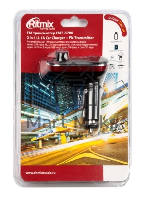 Автомобильный FM-модулятор Ritmix FMT-A780 черный SD USB