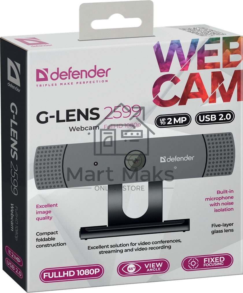 Веб-камера Defender G-lens 2599 FullHD 1080p, 2МП