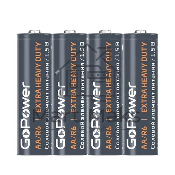 Батарейка GoPower R6 AA Shrink 4 Heavy Duty 1.5V (4/60/1200)