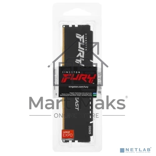 Оперативная память Kingston Fury Beast, DDR5, 16GB (1x16GB), 5600MHz, CL36, DIMM, с радиатором, черный