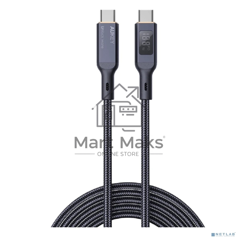 Кабель Aukey Nylon Braided 100w LCD 1m черный