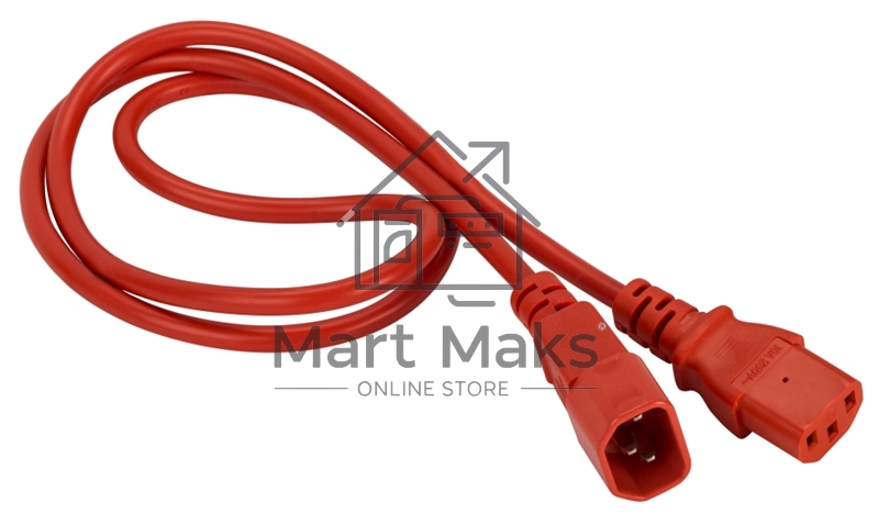 Шнур питания Lanmaster C13-C14, 3х0.75, 220В, 10А, красный, 3 метра