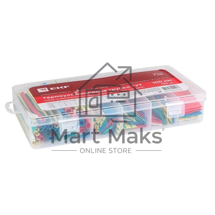 Набор ТУТ бокс: 5 цветов разного диаметра (4/2; 6/3; 8/4; 10/5; 12/6; 20/10) 100мм 105шт PROxima EKF tut-n-5-r