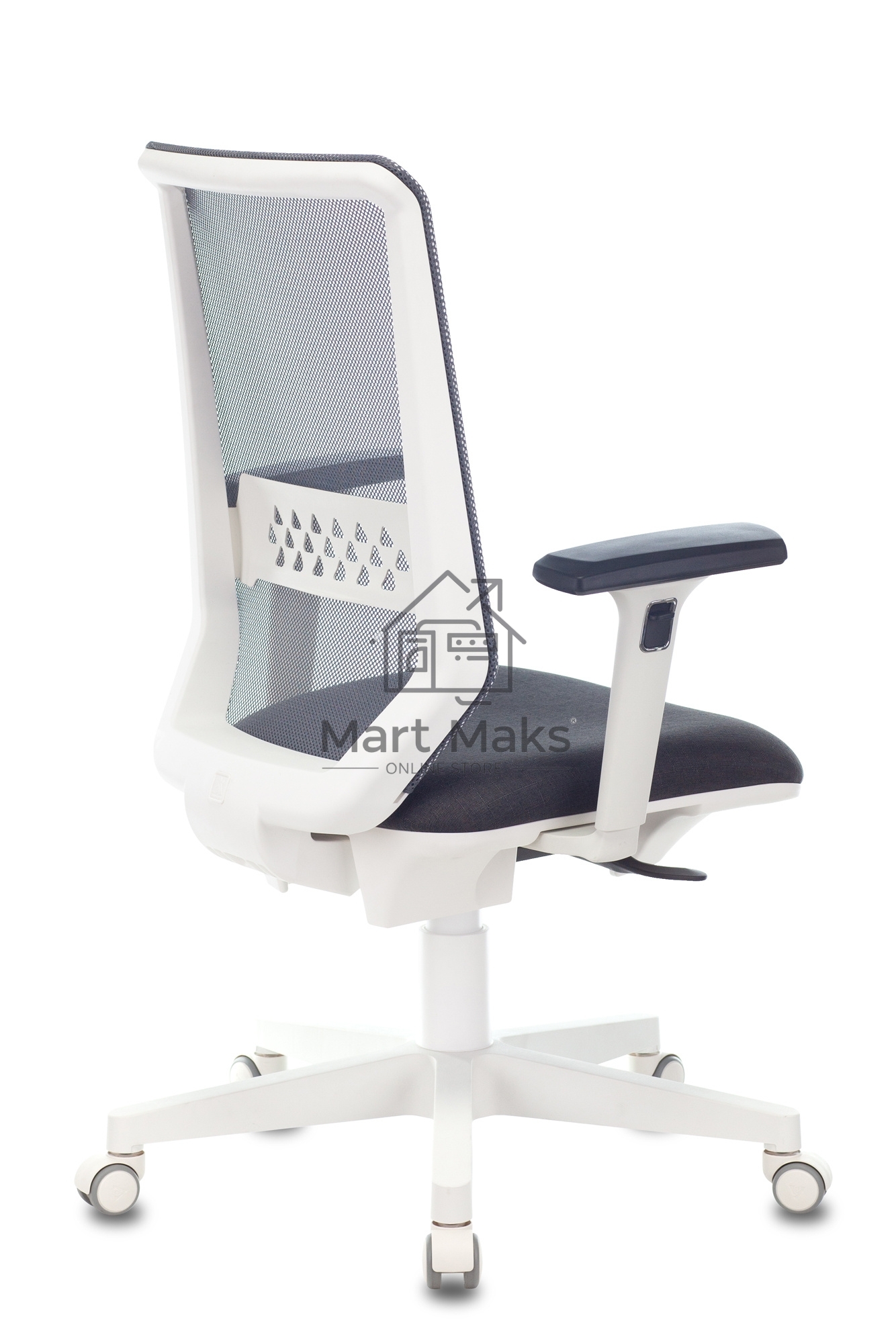Кресло компьютерное Бюрократ MC-W611N TW-04 38-417 темно-серый, сетка/ткань, крестовина пластик, пластик белый