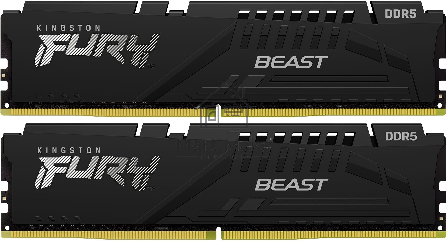 Оперативная память Kingston Fury Beast, DDR5, 16GB (2x8GB), 5600MHz, CL40, DIMM, с радиаторами, черный