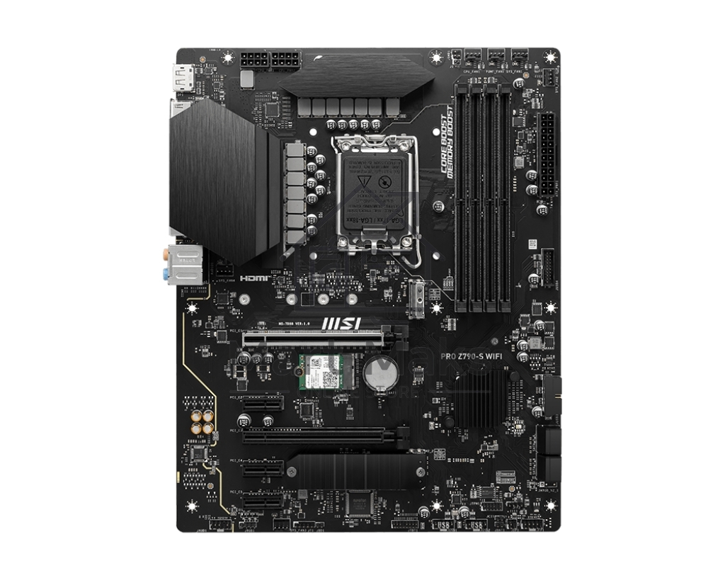 Материнская плата MSI PRO Z790-S WIFI, LGA 1700, ATX, 4xDDR5, 1xPCIe 5.0 x16, 4xM.2, 4xSATA, 1xHDMI, 1xDP, 2.5 Gigabit Ethernet, 7.1 аудио