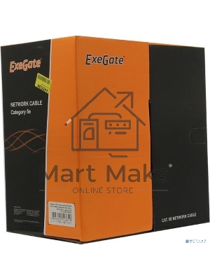 Кабель ExeGate UTP 4 пары кат.5e CCA, 24AWG, внешн., без троса, бухта 305м, черный, PE