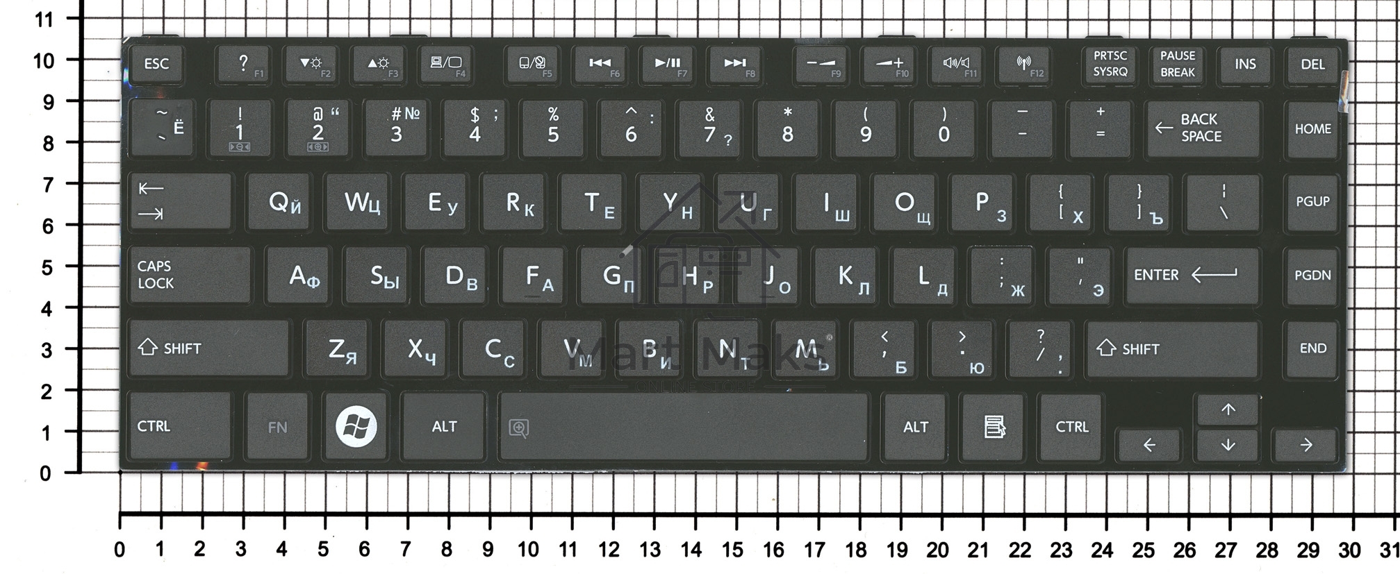 Клавиатура для ноутбука Toshiba L800 L830 черная с черной рамкой