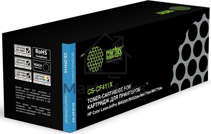 Картридж лазерный Cactus CS-CF411X голубой (5000 стр.) для HP HP CLJ Pro M452dn/ M452dw/M477fdn/M477fdw