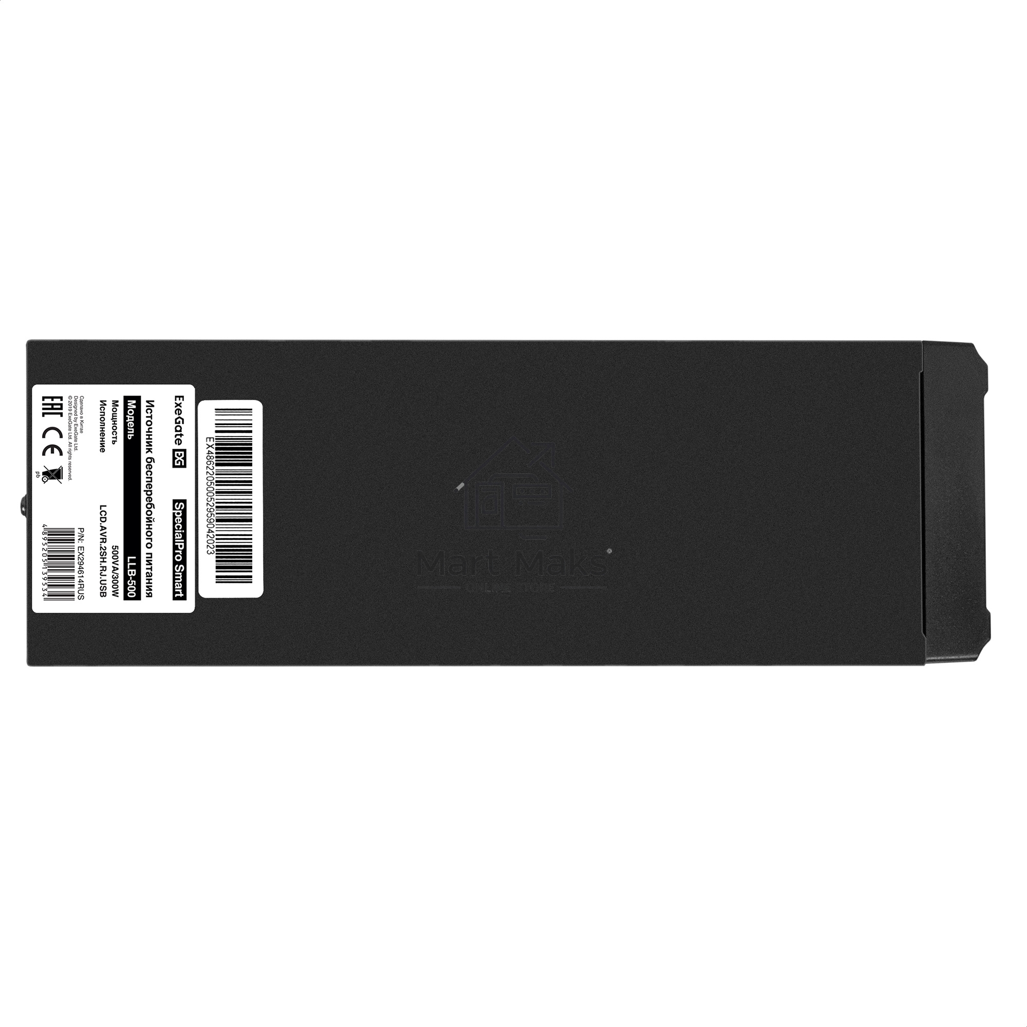 Источник бесперебойного питания ExeGate SpecialPro Smart LLB-500.LCD.AVR.2SH.USB <500VA/300W, LCD, AVR, 2*Schuko, USB, Black>